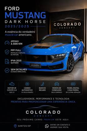 FORD MUSTANG 5.0 V8 GASOLINA DARK HORSE SELECTSHIFT FORD MUSTANG 5.0 V8 GASOLINA DARK HORSE SELECTSHIFT